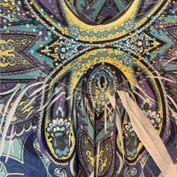 NWOT One World Knit Top With Butterfly Style Chiffon Sleeves - Picture 2 of 7